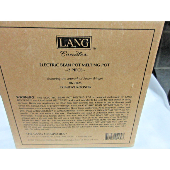Lang Candles Primitive Rooster Electric Bean Pot Melting Pot Susan Winger + Melt - Picture 11 of 13